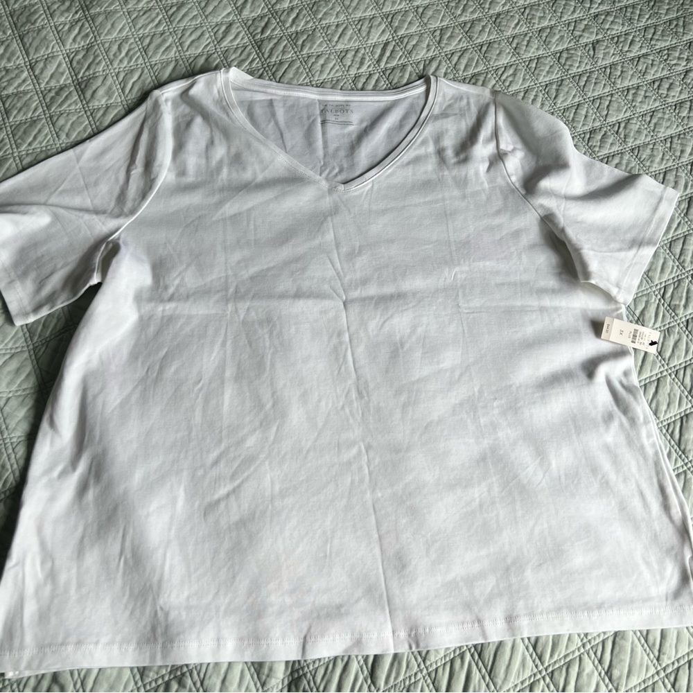 Talbots v neck tshirt tee short sleeve white 3x xxxl plus nwt